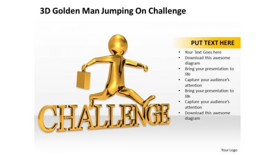 Business People 3d Golden Man Jumping On Challenge PowerPoint Slides Business People 3d Golden Man Jumping On Challenge PowerPoint Slides