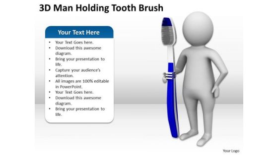Business People Images 3d Man Holding Tooth Brush PowerPoint Slides