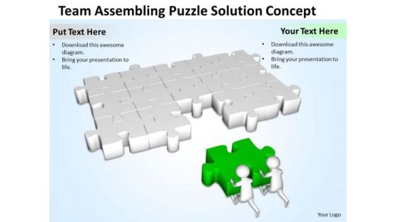 Business People Men Team Assembling Puzzle Solution PowerPoint Templates Ppt Backgrounds For Slides