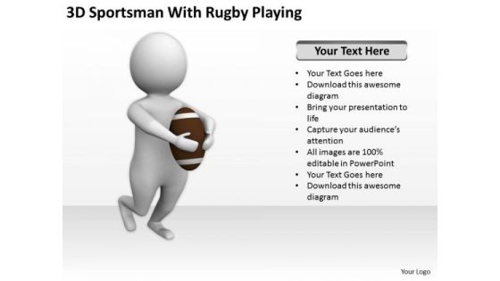 Business People Vector Sportsman With Rugby Playing PowerPoint Templates Ppt Backgrounds For Slides