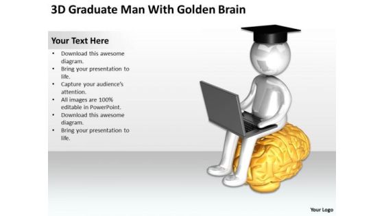 Business Persons 3d Graduate Man With Golden Brain PowerPoint Templates Business Persons 3d Graduate Man With Golden Brain PowerPoint Templates