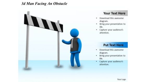 Business Planning Strategy 3d Man Facing Obstacle Concept