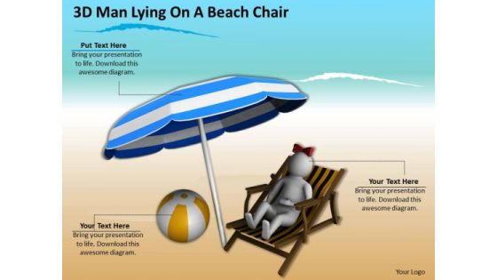 Business Planning Strategy 3d Man Lying On Beach Chair Concept