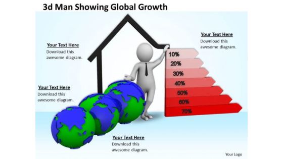 Business Policy And Strategy 3d Man Showing Global Growth Concept Business Policy And Strategy 3d Man Showing Global Growth Concept