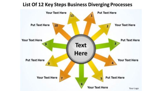 Business PowerPoint Theme Diverging Processes Circular Layout Diagram Templates Business PowerPoint Theme Diverging Processes Circular Layout Diagram Templates