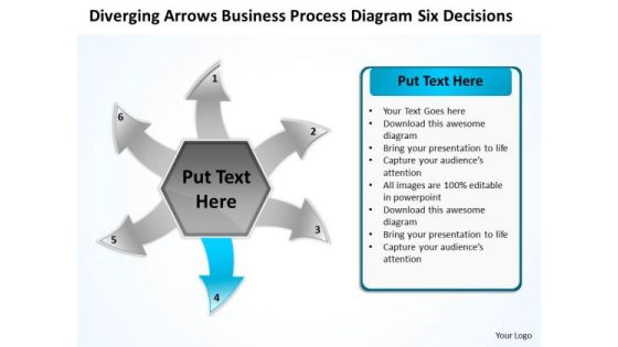 Business PowerPoint Theme Process Diagram Six Decisions Cycle Flow Network Slide