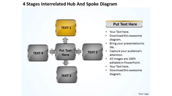 Business Process Diagram 4 Stages Interrelated Hub And Spoke PowerPoint Slides Business Process Diagram 4 Stages Interrelated Hub And Spoke PowerPoint Slides