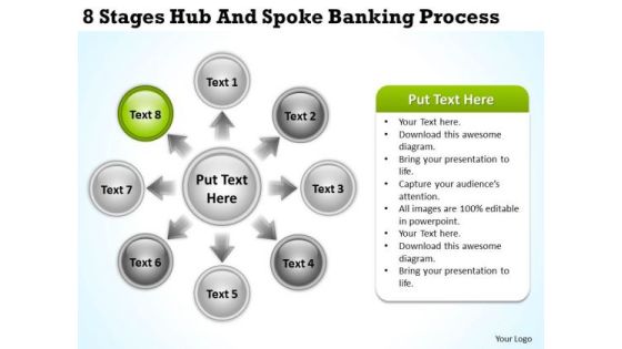 Business Process Diagram Examples 8 Stages Hub And Spoke Banking PowerPoint Slides Business Process Diagram Examples 8 Stages Hub And Spoke Banking PowerPoint Slides