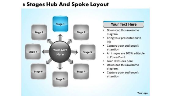 Business Process Diagram Examples 8 Stages Hub And Spoke Layout Ppt PowerPoint Slides Business Process Diagram Examples 8 Stages Hub And Spoke Layout Ppt PowerPoint Slides