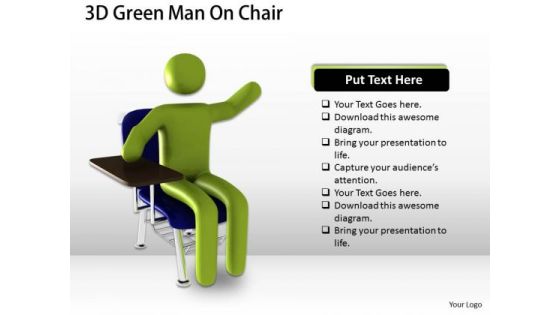 Business Process Strategy 3d Green Man On Chair Concept Statement Business Process Strategy 3d Green Man On Chair Concept Statement