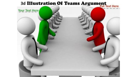 Business Process Strategy 3d Illustration Of Teams Argument Character Models
