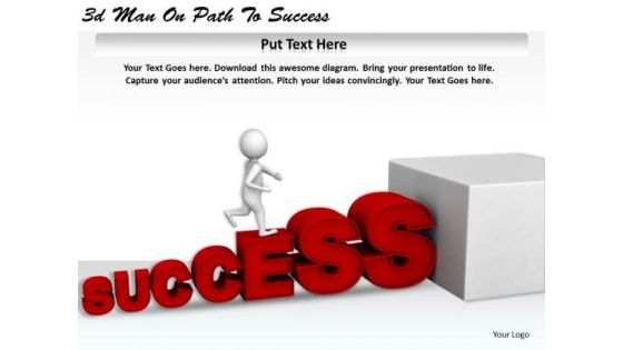 Business Process Strategy 3d Man On Path To Success Character Modeling