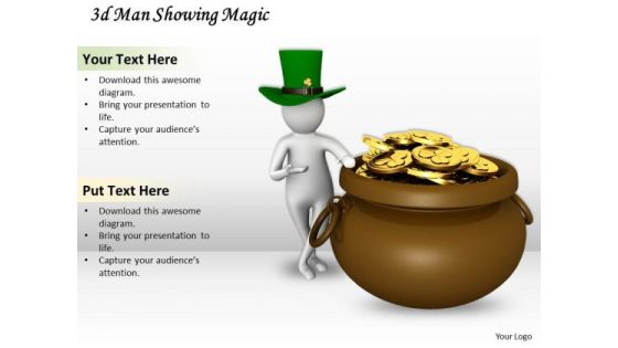 Business Process Strategy 3d Man Showing Magic Concepts Business Process Strategy 3d Man Showing Magic Concepts