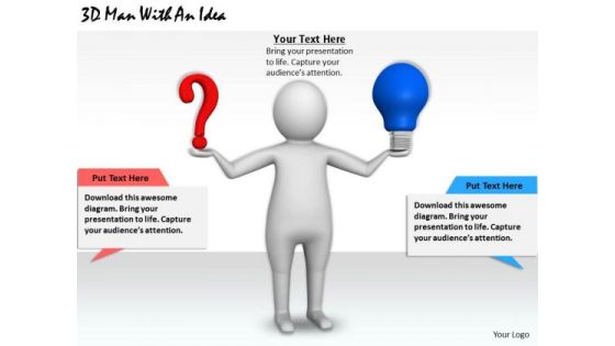 Business Strategy 3d Man With Idea Character Business Strategy 3d Man With Idea Character