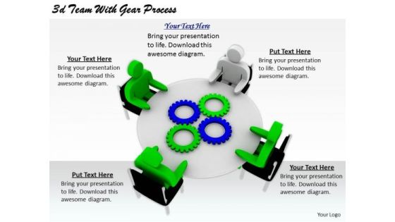Business Strategy And Policy 3d Team With Gear Process Concept