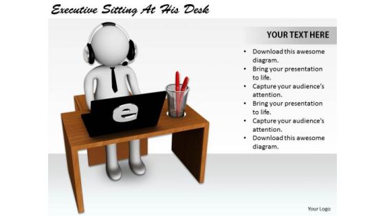 Business Strategy And Policy Executive Sitting His Desk Concept