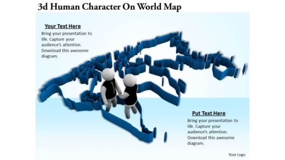 Business Strategy Consultants 3d Human Character World Map Concepts