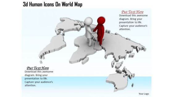 Business Strategy Consultants 3d Human Icons World Map Concepts