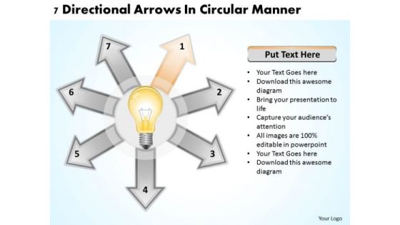 Business Strategy Consultants 7 Directional Arrows Circular Manner Ppt PowerPoint
