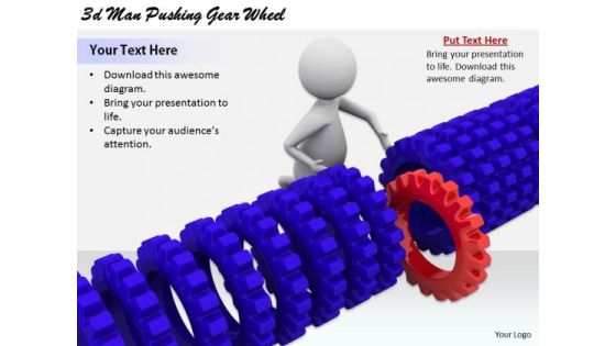 Business Strategy Development 3d Man Pushing Gear Wheel Concepts Business Strategy Development 3d Man Pushing Gear Wheel Concepts