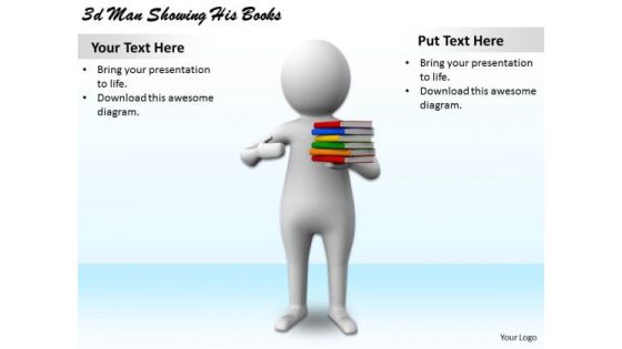 Business Strategy Development 3d Man Showing His Books Character Models Business Strategy Development 3d Man Showing His Books Character Models