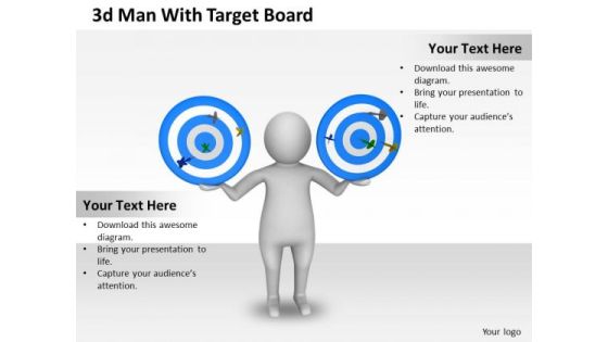 Business Strategy Development 3d Man With Target Board Character Business Strategy Development 3d Man With Target Board Character