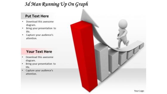 Business Strategy Implementation 3d Man Running Up Graph Concept Business Strategy Implementation 3d Man Running Up Graph Concept