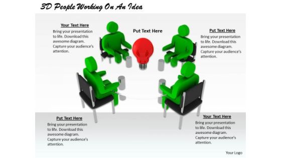 Business Strategy Plan Template 3d People Working On Idea Character Modeling