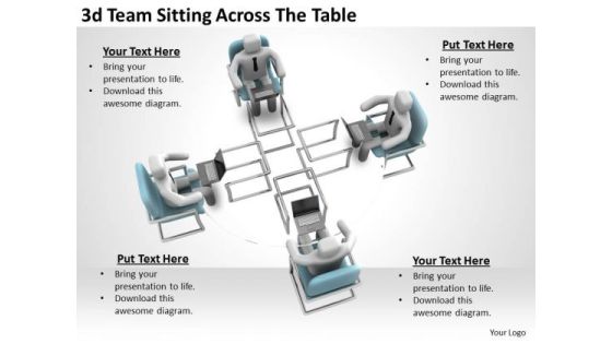 Business Strategy Plan Template 3d Team Sitting Across The Table Basic Concepts