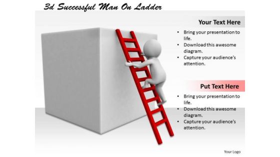 Business Strategy Process 3d Successful Man On Ladder Characters Business Strategy Process 3d Successful Man On Ladder Characters
