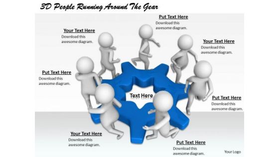 Business Strategy Review 3d People Running Around The Gear Character Business Strategy Review 3d People Running Around The Gear Character
