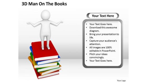 Business Workflow Diagram 3d Man On The Books PowerPoint Slides Business Workflow Diagram 3d Man On The Books PowerPoint Slides