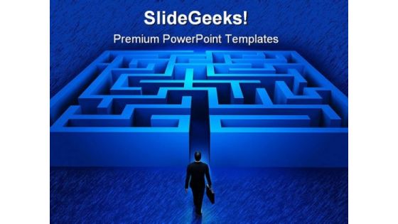 Businessman Entering Maze Metaphor PowerPoint Themes And PowerPoint Slides 0611 Businessman Entering Maze Metaphor PowerPoint Themes And PowerPoint Slides 0611