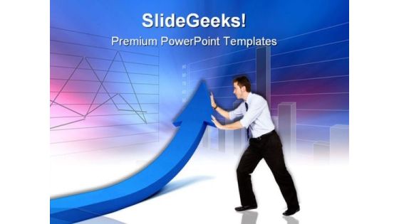 Businessman Pushing An Arrow Marketing PowerPoint Templates And PowerPoint Backgrounds 1011 Businessman Pushing An Arrow Marketing PowerPoint Templates And PowerPoint Backgrounds 1011