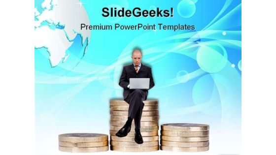 Businessman Sitting On Money Finance PowerPoint Templates And PowerPoint Backgrounds 0911 Businessman Sitting On Money Finance PowerPoint Templates And PowerPoint Backgrounds 0911