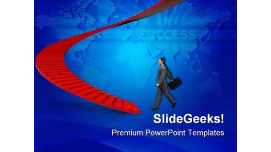 Businessman Step To Stairway Success PowerPoint Templates And PowerPoint Backgrounds 0511 Businessman Step To Stairway Success PowerPoint Templates And PowerPoint Backgrounds 0511