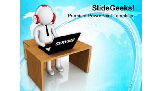 Call Center Operator Sitting At His Desk PowerPoint Templates Ppt Backgrounds For Slides 0713 Call Center Operator Sitting At His Desk PowerPoint Templates Ppt Backgrounds For Slides 0713