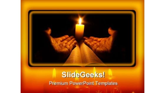 Candle Bible Religion PowerPoint Template 0610