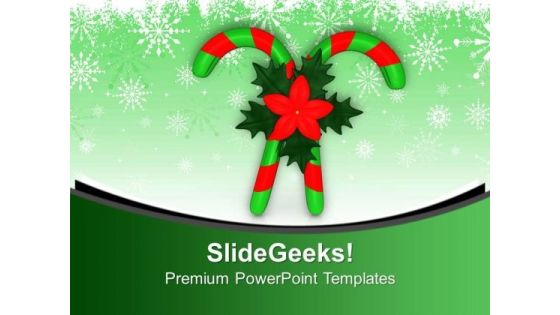 Candy Canes And Holy Flowers PowerPoint Templates Ppt Backgrounds For Slides 0113