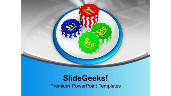 Casino Chips On White Background PowerPoint Templates Ppt Backgrounds For Slides 0313