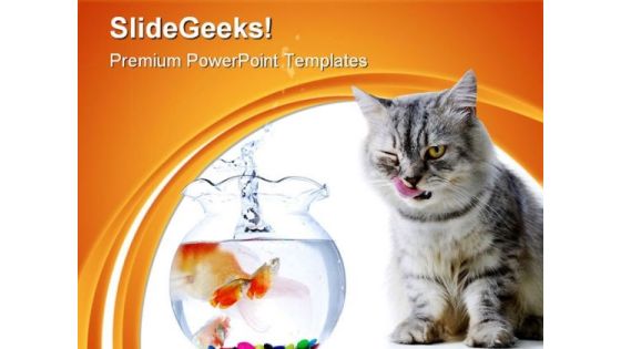 Cat And Fish Animals PowerPoint Templates And PowerPoint Backgrounds 0511