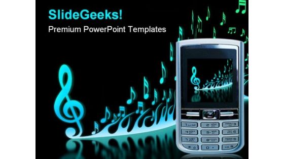 Cell Phone Music PowerPoint Template 0610 Cell Phone Music PowerPoint Template 0610