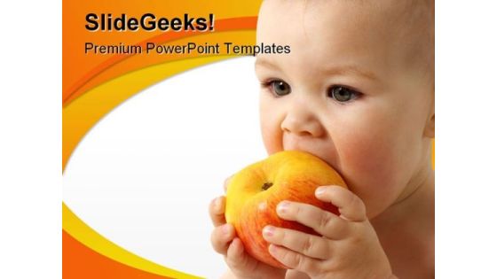 Child Eats Apple Health PowerPoint Template 0810 Child Eats Apple Health PowerPoint Template 0810