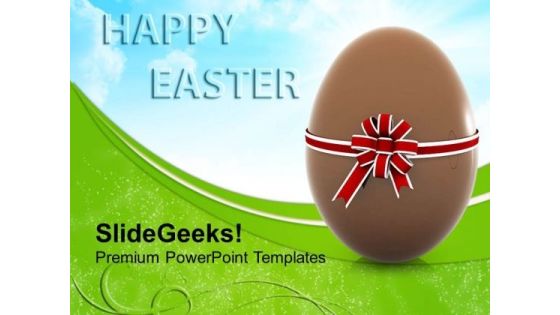 Chocolate Easter Egg With Bow Festival PowerPoint Templates Ppt Backgrounds For Slides 0313 Chocolate Easter Egg With Bow Festival PowerPoint Templates Ppt Backgrounds For Slides 0313