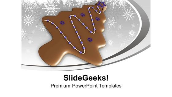 Christmas Tree In Form Of Brown Cookie PowerPoint Templates Ppt Backgrounds For Slides 0113