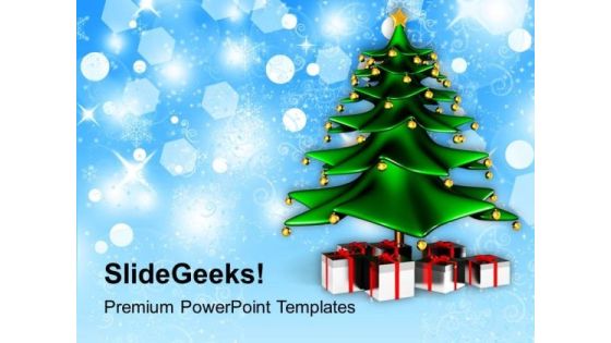 Christmas Tree With Gifts Winter Background PowerPoint Templates Ppt Backgrounds For Slides 1112