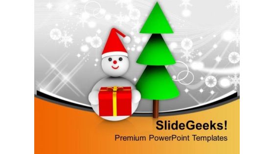 Christmas Tree With Snowman Celebration PowerPoint Templates Ppt Backgrounds For Slides 0113 Christmas Tree With Snowman Celebration PowerPoint Templates Ppt Backgrounds For Slides 0113