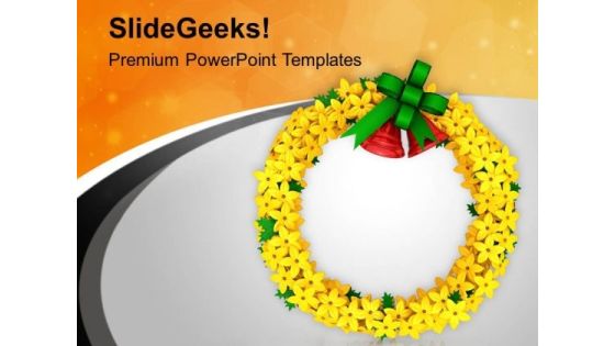 Christmas Wreath And Bells For Decoration PowerPoint Templates Ppt Backgrounds For Slides 0713 Christmas Wreath And Bells For Decoration PowerPoint Templates Ppt Backgrounds For Slides 0713
