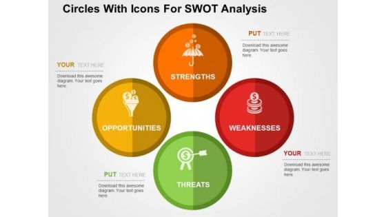 Circles With Icons For Swot Analysis PowerPoint Template Circles With Icons For Swot Analysis PowerPoint Template