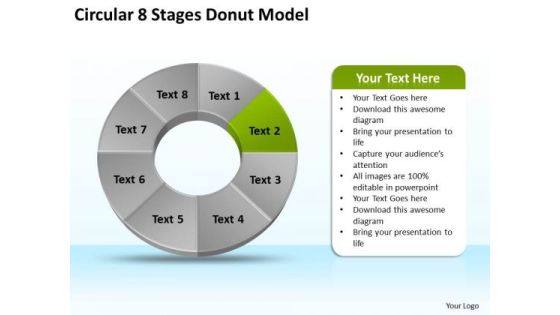 Circular 8 Stages Donut Model Templates For Business Plans PowerPoint
